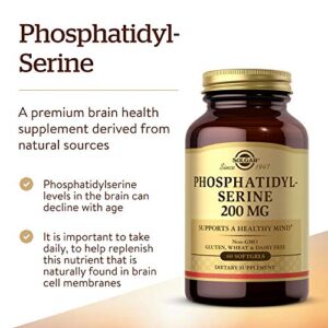 Solgar Phosphatidyl-Serine 200 mg, 60 Softgels - Premium Brain Health Supplement, Supports a Healthy Mind & Cognitive Function - Gluten Free, Dairy Free - 60 Servings