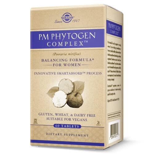 Solgar PM PhytoGen Complex, 60 Tablets - Pueraria Mirifica - Balancing Formula for Women, Energy Metabolism, Nervous System Health - Vegan, Gluten Free, Dairy Free, Kosher - 60 Servings