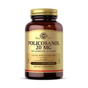 solgar policosanol 20 mg, 100 vegetable capsules – supports heart health – general wellness – vegan, gluten free, dairy free, kosher – 100 servings