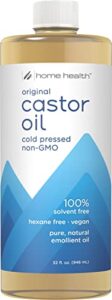 home health original castor oil – 32 fl oz – promotes healthy hair & skin, natural skin moisturizer – pure, cold pressed, non-gmo, hexane-free, solvent-free, paraben-free, vegan (50132)