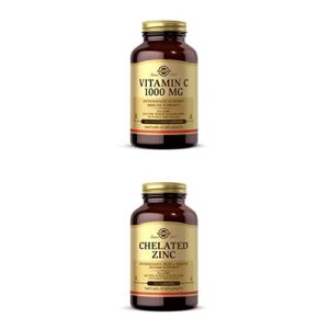 solgar vitamin c 1000 mg, 100 vegetable capsules – antioxidant & immune support + solgar chelated zinc, 250 tablets – zinc for healthy skin