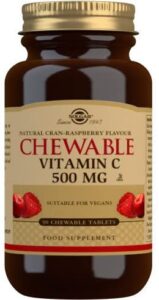 solgar vitamin c 500 mg chewable tablets, cran raspberry flavor 90 servings, 90 count (pack of 12)