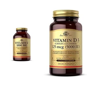 solgar vitamin c 1000 mg, 250 vegetable capsules – antioxidant & immune support – overall health – h with vitamin d3 (cholecalciferol) 125 mcg (5,000 iu) vegetable capsules – 240 count
