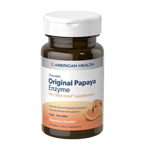 american health original papaya enzyme chewable tablets – promotes nutrient absorption and helps digestion – gluten-free, vegetarian – 100 count, 33 total servings, original, 100 count