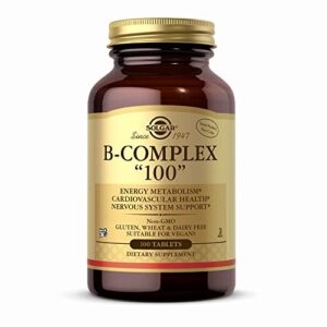 solgar b-complex “100” – 100 tablets – energy metabolism, cardiovascular health, nervous system support – non-gmo, vegan, gluten free – 100 servings