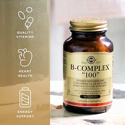 Solgar B-Complex "100" - 100 Tablets - Energy Metabolism, Cardiovascular Health, Nervous System Support - Non-GMO, Vegan, Gluten Free - 100 Servings