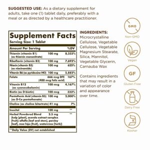 Solgar B-Complex "100" - 100 Tablets - Energy Metabolism, Cardiovascular Health, Nervous System Support - Non-GMO, Vegan, Gluten Free - 100 Servings