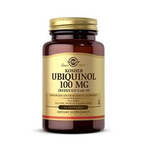 solgar kosher ubiquinol 100mg, 60 softgels – advanced antioxidant support – heart health – reduced coenzyme q10 (coq-10) – non-gmo, gluten free, dairy free, kosher – 60 servings