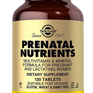 Solgar Prenatal Nutrients, 120 Tablets - Multivitamin & Mineral Formula for Pregnant & Lactating Women - Contains Zinc, Calcium Iron, Folic Acid, Vitamins C & E - Vegan, Gluten Free - 30 Servings