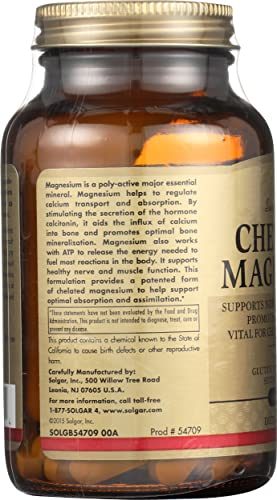 SOLGAR Chelated Magnesium Tablets, 100 Count