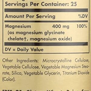 SOLGAR Chelated Magnesium Tablets, 100 Count