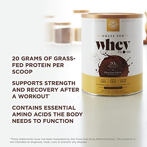 Whey To Go Protein Powder Natural Chocolate Cocoa Bean Flavor By Solgar - 41 oz