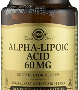 Solgar Alpha Lipoic Acid Vegetable Capsules, 60 Mg, 30 Count