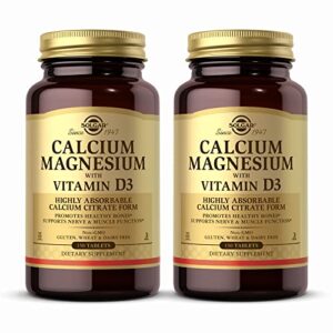 solgar calcium magnesium with vitamin d3 – 150 tablets, pack of 2 – promotes healthy bones, supports nerve & muscle function – non-gmo, gluten free, kosher – 60 total servings