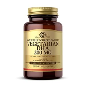 solgar vegetarian dha 200 mg – 50 vegetarian softgels – naturally sourced omega-3 – vegan, gluten free, dairy free – 50 servings