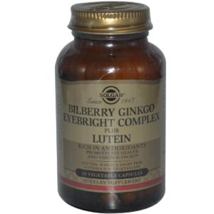 solgar bilberry ginkgo eyebright complex plus lutein, 60 vegetable capsules