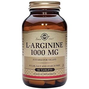 solgar l-arginine 1000 mg, 90 tablets – supports blood flow & heart health – nitric oxide stimulator – supports active lifestyles – non-gmo, vegan, gluten free, dairy free, kosher – 90 servings