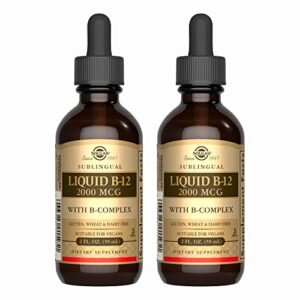solgar sublingual liquid b-12 2000 mcg with b-complex, 2 fl oz- 2 pack – supports production of energy, red blood cells – healthy nervous system & heart health – vegan, gluten free – 59 total servings