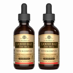 Solgar Sublingual Liquid B-12 2000 mcg with B-Complex, 2 fl oz- 2 Pack - Supports Production of Energy, Red Blood Cells - Healthy Nervous System & Heart Health - Vegan, Gluten Free - 59 Total Servings