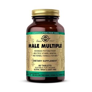 solgar male multiple, 60 tablets – multivitamin, mineral & herbal formula for men – advanced phytonutrient – vegan, gluten free, dairy free – 20 servings