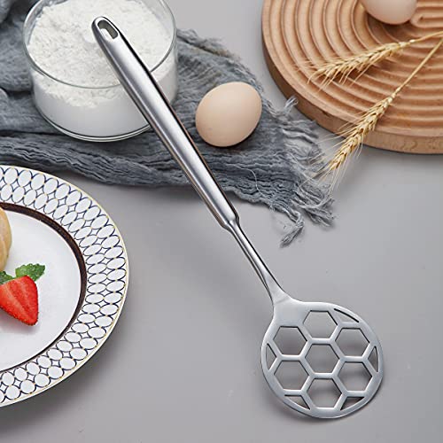 Dough Whisk, Sturdy Football Shape Full Stainless Steel Flat Whisks For Cooking And Baking, No Horking Hold in The Handle For Easy To Clean, Dishwasher Safe (Silver)