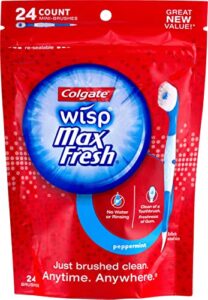 colgate battery powered wisp portable mini-brush max fresh gfqbue, peppermint, 2 pack (24 count)