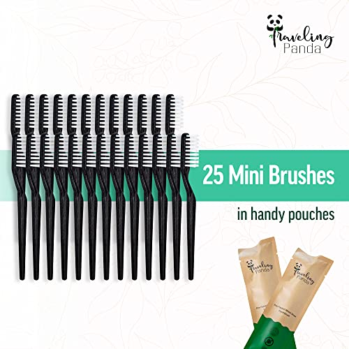 Traveling Panda Wheat Straw Toothbrushes Bulk, Soft Bristles Toothbrush with Toothpaste Built in, Travel Toothbrush Kit, Essentials for on The Go Teeth Brushing, 25 Mini Brushes