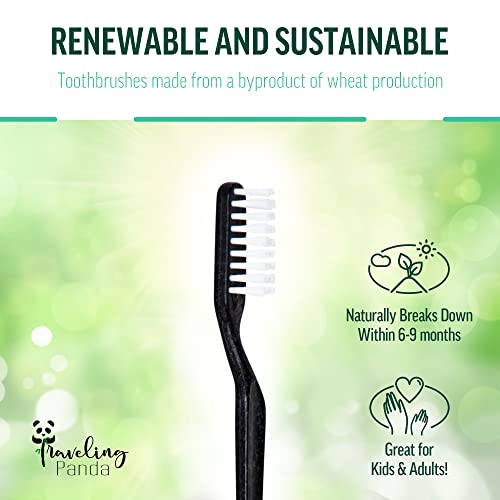 Traveling Panda Wheat Straw Toothbrushes Bulk, Soft Bristles Toothbrush with Toothpaste Built in, Travel Toothbrush Kit, Essentials for on The Go Teeth Brushing, 25 Mini Brushes