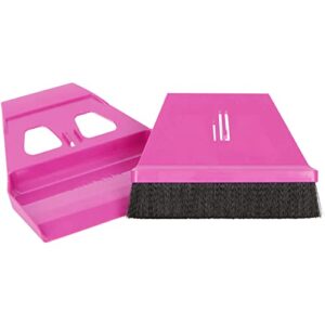 miniwisp small broom and dustpan set for home, hand broom pet hair remover brush, indoor outdoor household cleaning set, 6” width, pink