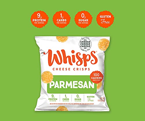 Whisps Cheese Crisps - Parmesan, Cheddar, Tangy Ranch & Nacho Cheese Snacks, Keto Snacks, 6-9g of Protein Per Bag, Low Carb, Gluten & Sugar Free, Great Tasting Healthy Snack, All Natural Cheese Crisps - Variety, .63 Oz (Pack of 12)