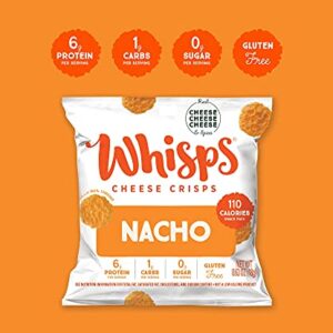 Whisps Cheese Crisps - Parmesan, Cheddar, Tangy Ranch & Nacho Cheese Snacks, Keto Snacks, 6-9g of Protein Per Bag, Low Carb, Gluten & Sugar Free, Great Tasting Healthy Snack, All Natural Cheese Crisps - Variety, .63 Oz (Pack of 12)