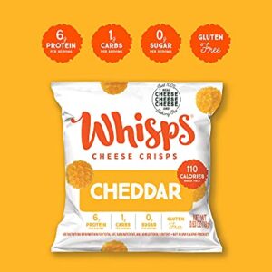 Whisps Cheese Crisps - Parmesan, Cheddar, Tangy Ranch & Nacho Cheese Snacks, Keto Snacks, 6-9g of Protein Per Bag, Low Carb, Gluten & Sugar Free, Great Tasting Healthy Snack, All Natural Cheese Crisps - Variety, .63 Oz (Pack of 12)