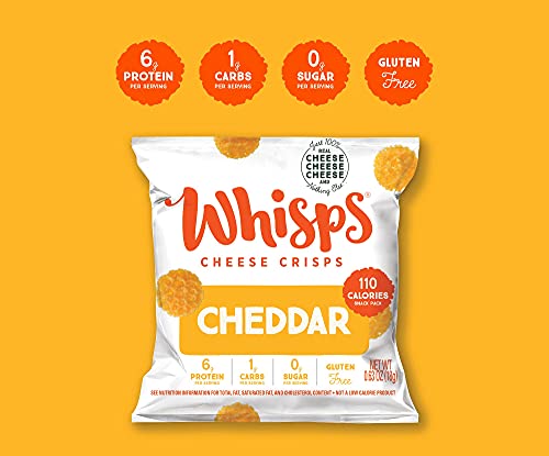 Whisps Cheese Crisps - Parmesan, Cheddar, Tangy Ranch & Nacho Cheese Snacks, Keto Snacks, 6-9g of Protein Per Bag, Low Carb, Gluten & Sugar Free, Great Tasting Healthy Snack, All Natural Cheese Crisps - Variety, .63 Oz (Pack of 12)