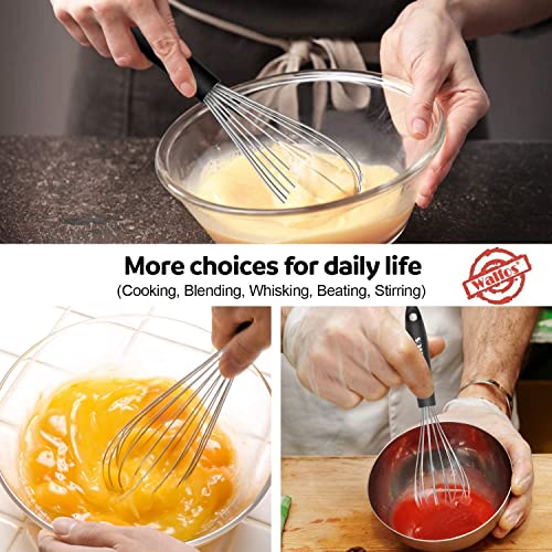 Stainless Steel Wire Whisk Set - 3 Packs Balloon Whisk, Thick Wire Wisk ＆ Strong Handles, Egg Frother for Cooking, Blending, Whisking, Beating and Stirring (8.5"+10"+11")