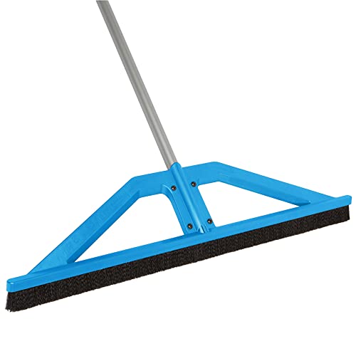 bigWISP, Lightweight Push Broom Outdoor Indoor Multi-Surface - Stiff Bristle Seal Technology and Adjustable Handle (Blue, 24")