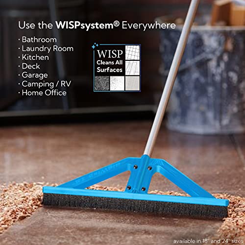 bigWISP, Lightweight Push Broom Outdoor Indoor Multi-Surface - Stiff Bristle Seal Technology and Adjustable Handle (Blue, 24")