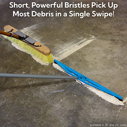 bigWISP, Lightweight Push Broom Outdoor Indoor Multi-Surface - Stiff Bristle Seal Technology and Adjustable Handle (Blue, 24")