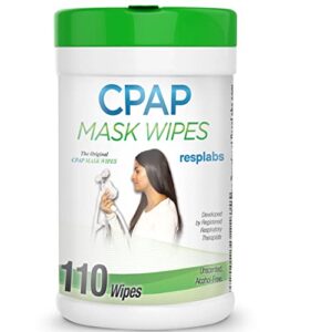 resplabs cpap mask cleaning wipes – unscented, alcohol-free cleaner for all masks, cushions, supplies – 110 wipe pack