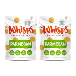 whisps cheese crisps – parmesan cheese snacks, keto snacks, 13g of protein per serving, low carb, gluten & sugar free, great tasting healthy snack, parmesan chips, all natural cheese crisps – parmesan, 9.5 oz (pack of 2)