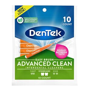 dentek solar powered easy brush advanced clean interdental cleaners, standard, 10 count (package may vary)