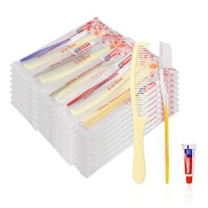 fafortune 20pcs disposable toothbrushes with toothpaste and comb for homeless individually wrapped-suitable for hotel,air bnb,shelter/homeless/nursing home/charity（20 pcs）