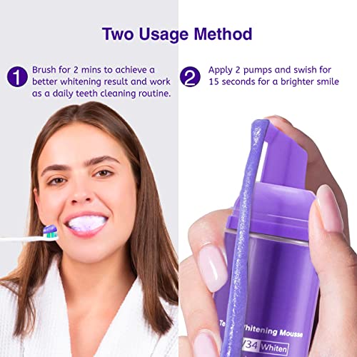 Purple Teeth Whitening, Tooth Stain Removal, Teeth Whitening Booster, Purple Whitening Tooth Foam, Purple Toothpaste（50ml）