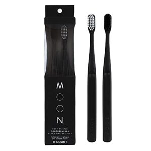 moon toothbrushes, soft bristle, white and black sleek toothbrushes, 2 pack