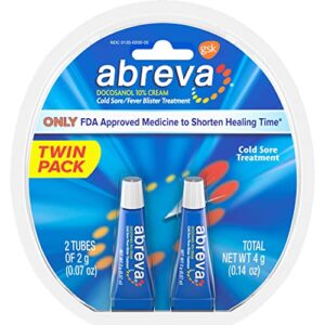 abreva 10 percent docosanol cold sore treatment, treats your fever blister in 2.5 days – 0.07 oz tube x 2