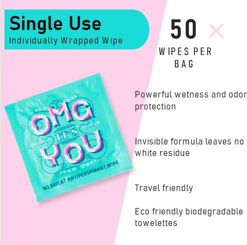 LA Fresh Travel Lite Antiperspirant Wipes Made With Clear Formula, Pack of 50 Individually Wrapped Wipes for Adults, Men And Women Travel Essentials