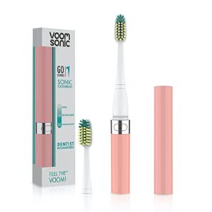 Voom Sonic Go 1 Series Battery-Operated Electric Toothbrush, Dentist Recommended, Portable Oral Care, 2 Minute Timer, Light Weight Design, Soft Dupont Nylon Bristles, Pink