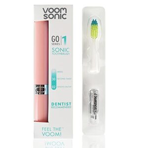 Voom Sonic Go 1 Series Battery-Operated Electric Toothbrush, Dentist Recommended, Portable Oral Care, 2 Minute Timer, Light Weight Design, Soft Dupont Nylon Bristles, Pink