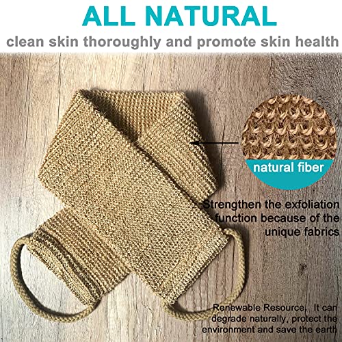 Large Natural Exfoliating Hemp Back Scrubber for Shower for Men and Women - Deep Clean & Invigorate Your Skin - Machine Wash and Dry - Double Sided Available