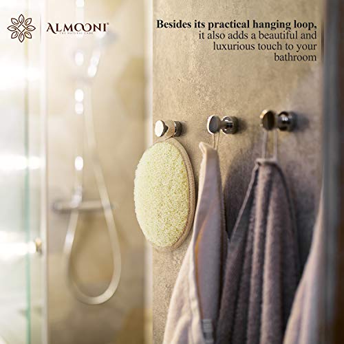 Almooni Premium Exfoliating Loofah Pad Body Scrubber, Made with Natural Egyptian Shower loofa Sponge That Gets You Clean, Not Just Spreading Soap - 2 Count( 1 Pack)