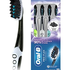 Oral-B Pro-Flex Charcoal Manual Toothbrush, Soft, Travel Essentials, 4 Count